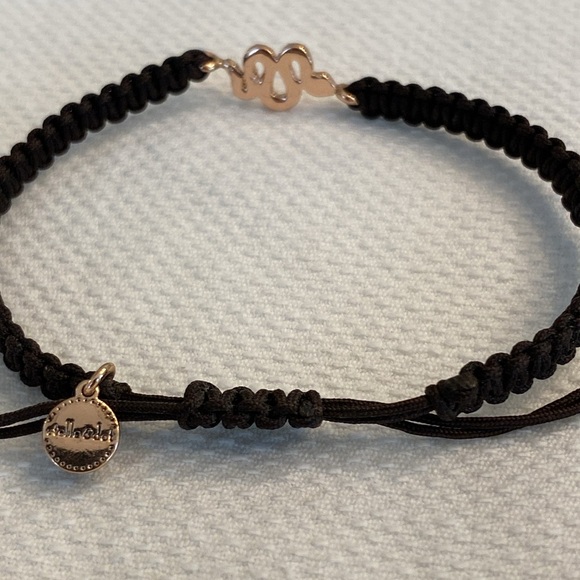 Stella&Dot Sidewinder Brown Pulley Cord Bracelet Rose Gold Crystal Snake Charm - Picture 4 of 6